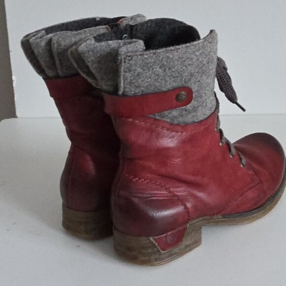 RIEKER | Remonte Ankle red Leather Boots Sz 39 - Picture 5 of 8